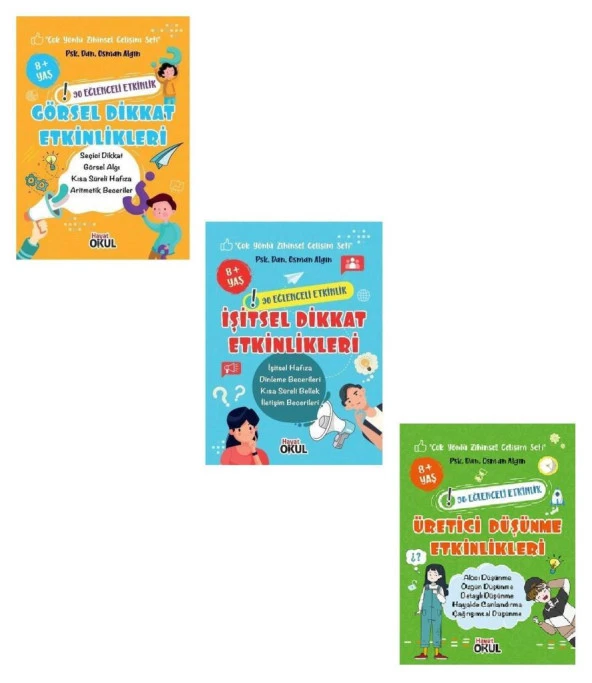 İşitsel Dikkat + Görsel Dikkat Üretici Düşünme Etkinlikleri Set (3 Kitap) 8+ ürün görseli 1