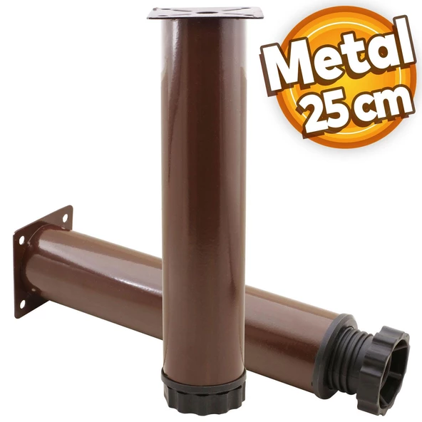 Akça Ayarlanabilir Mobilya Kanepe Koltuk Baza Yükseltme Yükseltici Ayağı Metal Ayakları 25 Cm Kahve ürün görseli 1