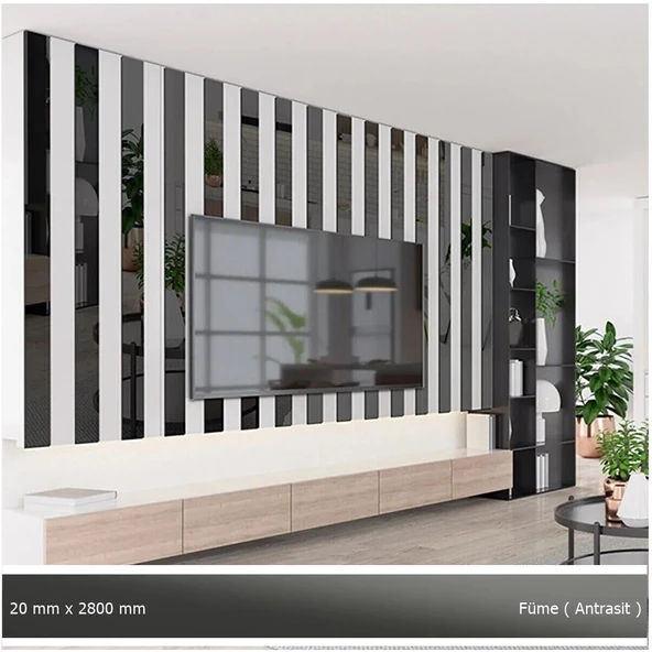 20 mm x 2800 mm Antrasit Sibu Aynalı Pleksi Şerit Mobilya Süsü ürün görseli 1