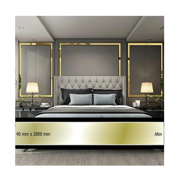 40 mm x 2800 mm Altın Sibu Aynalı Pleksi Şerit Mobilya Süsü ürün görseli 1