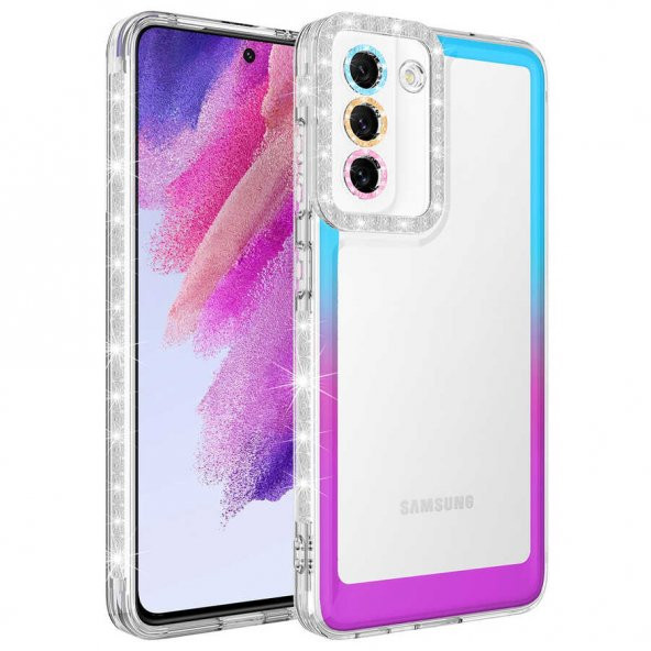 Galaxy S21 FE Kılıf Simli ve Renk Geçiş Tasarımlı Lens Korumalı Zore Park Kapak ürün görseli 1