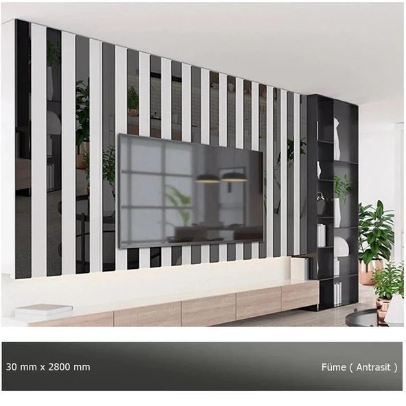 30 mm x 2800 mm Antrasit Sibu Aynalı Pleksi Şerit Mobilya Süsü ürün görseli 1