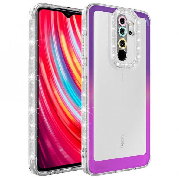 Xiaomi Redmi Note 8 Pro Kılıf Simli ve Renk Geçiş Tasarımlı Lens Korumalı Zore Park Kapak ürün görseli 1