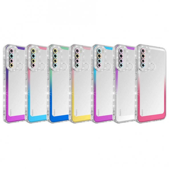 Xiaomi Redmi Note 8 Kılıf Simli ve Renk Geçiş Tasarımlı Lens Korumalı Zore Park Kapak ürün görseli 1