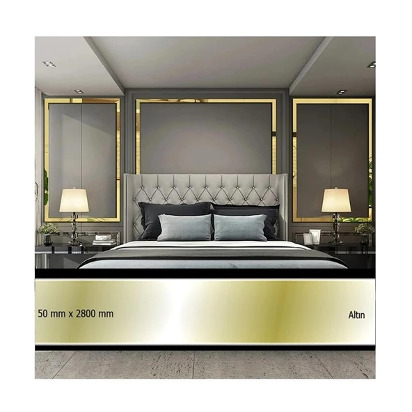 50 mm x 2800 mm Altın Sibu Aynalı Pleksi Şerit Mobilya Süsü ürün görseli 1