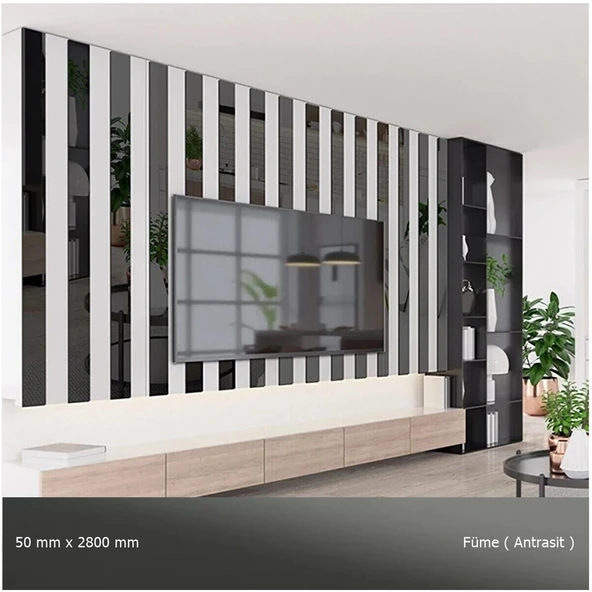 50 mm x 2800 mm Antrasit Sibu Aynalı Pleksi Şerit Mobilya Süsü ürün görseli 1