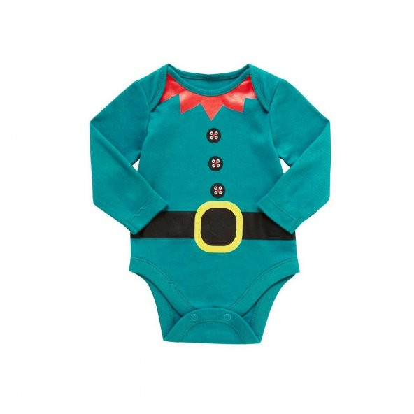 F&F Minik Elf Yılbaşı Bebek Kostüm Body Uzun Kollu Tasarım Body Yeniyıl Body 6-9 AY ürün görseli 1