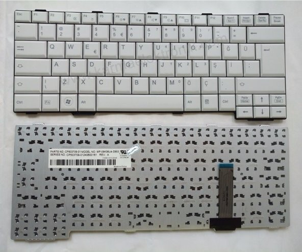 Fujitsu E751, S751, S752 Notebook Klavyesi - Beyaz - TR - Resim 2