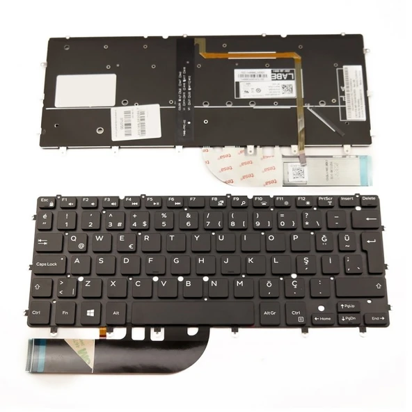 Dell XPS 13 (9343, 9350, 9360) Klavyesi Siyah TR / Işıklı ürün görseli 1