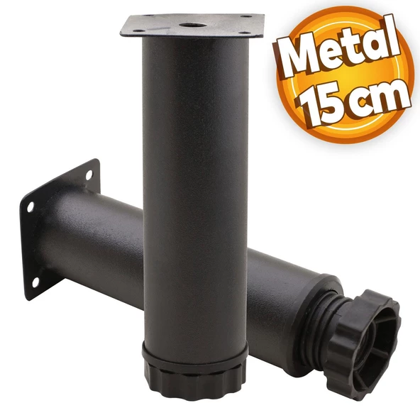 Akça Ayarlanabilir Mobilya Kanepe Koltuk Baza Yükseltme Yükseltici Ayağı Metal Ayakları 15 Cm Siyah ürün görseli 1