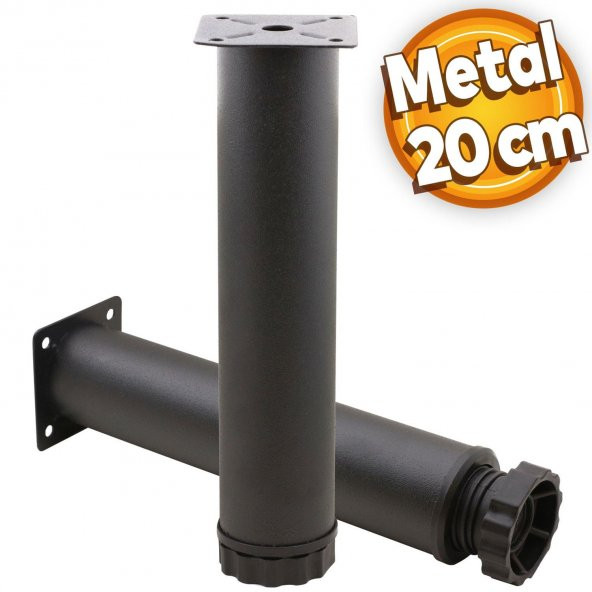 Akça Ayarlanabilir Mobilya Kanepe Koltuk Baza Yükseltme Yükseltici Ayağı Metal Ayakları 20 Cm Siyah ürün görseli 1