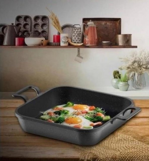 Eda Asya Döküm Granit Kapaksız 20 cm Kare Sahan ZK-973 ürün görseli 1