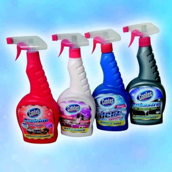 CONTES ASPİRİNE 750 ML+CONTES YAĞ 750 ML+CONTES DERZ TEMİZLEYİCİ 750 ML+CONTES ANKASTRE ÇELİK PARLATICI 750 ML ürün görseli 1