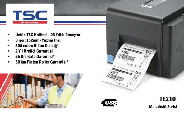 TSC TE200 Termal Transfer Barkod Etiket Yazıcı ürün görseli 1