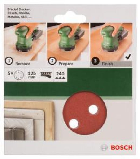Bosch Makine Zımparası 125mm Zımpara 240K 5Li 2.609.256.A27 ürün görseli 1