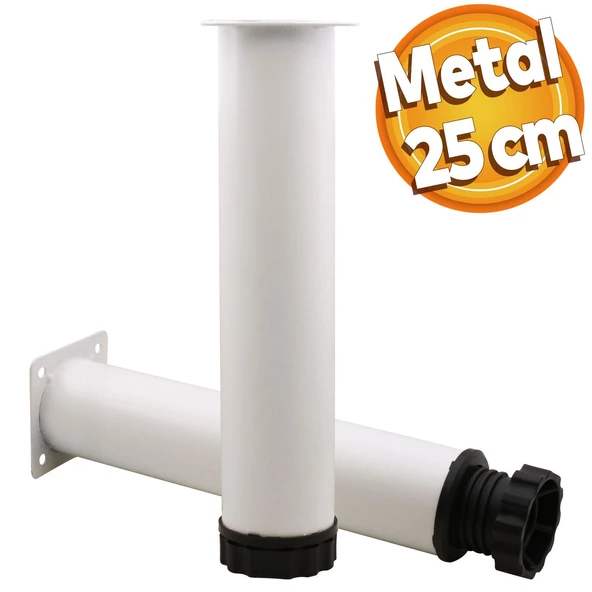 Akça Ayarlanabilir Mobilya Kanepe Koltuk Baza Yükseltme Yükseltici Ayağı Metal Ayakları 25 Cm Beyaz ürün görseli 1