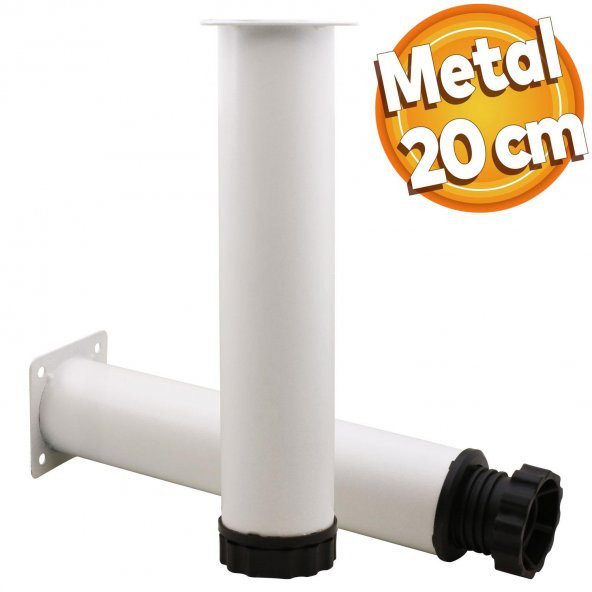 Mobilya Kanepe Baza Koltuk Metal Destek Ayağı Ayarlanabilir Beyaz Ayak 20 cm ürün görseli 1