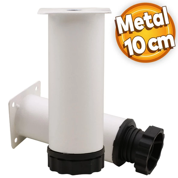 Akça Ayarlanabilir Mobilya Kanepe Koltuk Baza Yükseltme Yükseltici Ayağı Metal Ayakları 10 Cm Beyaz ürün görseli 1
