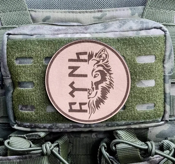 KURT GÖKTÜRKÇE TÜRK - Deri PEÇ - Arma - Askeri Patch - Resim 2