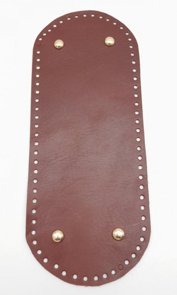 Angel Çanta Aksesuar Gerçek Deri Kızıl Kahve 30X12 cm Oval Light Gold Metalli Çanta Tabanı ürün görseli 1