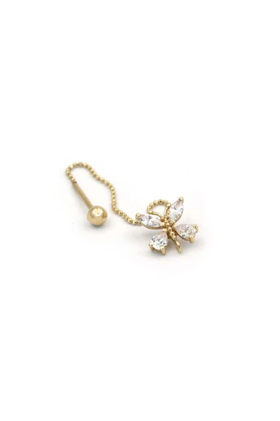Taşlı Kelebek Altın Tragus Küpe ürün görseli 1