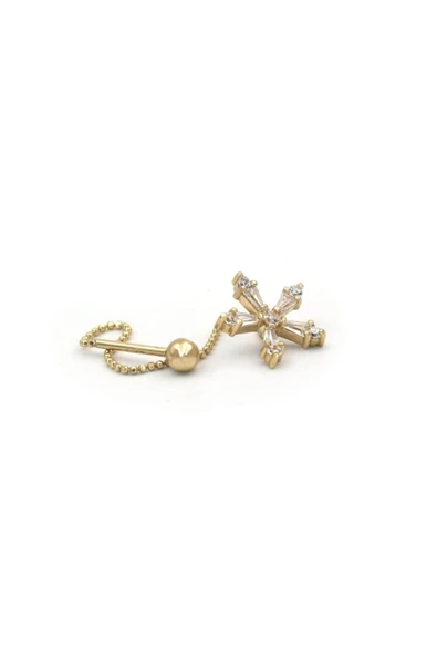 Bagetli Yıldız Altın Tragus Küpe ürün görseli 1