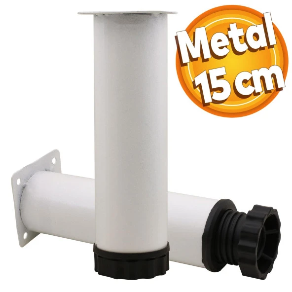 Akça Ayarlanabilir Mobilya Kanepe Koltuk Baza Yükseltme Yükseltici Ayağı Metal Ayakları 15 Cm Beyaz ürün görseli 1