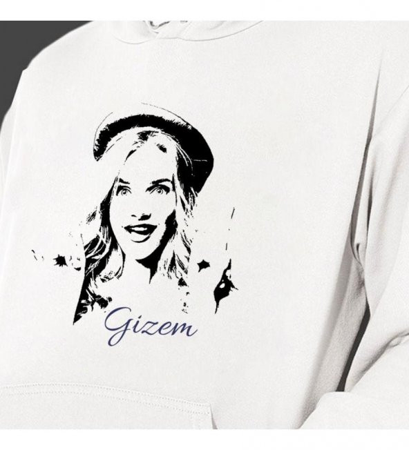 Kişiye Özel Siyah Beyaz Fotoğraf Baskılı Kapşonlu Beyaz Unisex Sweatshirt HK2361 ürün görseli 1