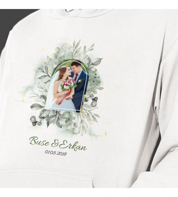 Kişiye Özel Fotoğraf Baskılı Kapşonlu Beyaz Unisex Sweatshirt HK2358 ürün görseli 1
