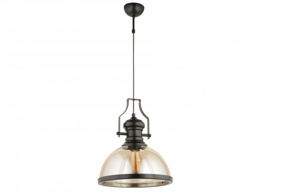 LampaLuce Gladiatore Klasik Tekli Metal ve Camlı Sarkıt Siyah 25x70cm ürün görseli 1