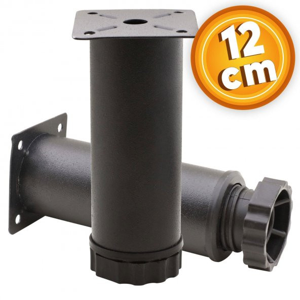 Mobilya Koltuk Metal Destek Ayağı Ayarlanabilir Siyah Ayak 12 cm ürün görseli 1