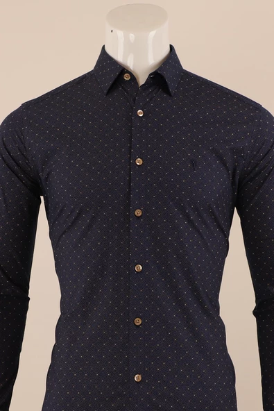Uzun Kol Slim Fit Desenli Gömlek - Resim 7