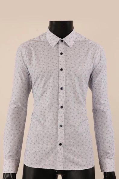 Uzun Kol Slim Fit Desenli Gömlek - Resim 10