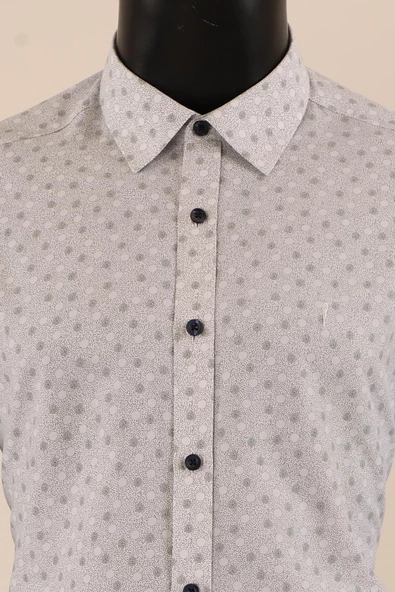 Uzun Kol Slim Fit Desenli Gömlek - Resim 4