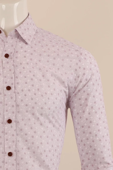 Uzun Kol Slim Fit Desenli Gömlek - Resim 9