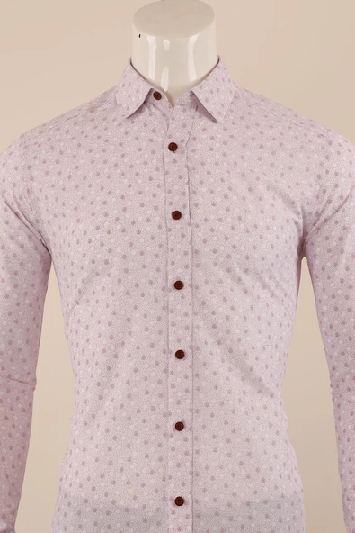 Uzun Kol Slim Fit Desenli Gömlek - Resim 7