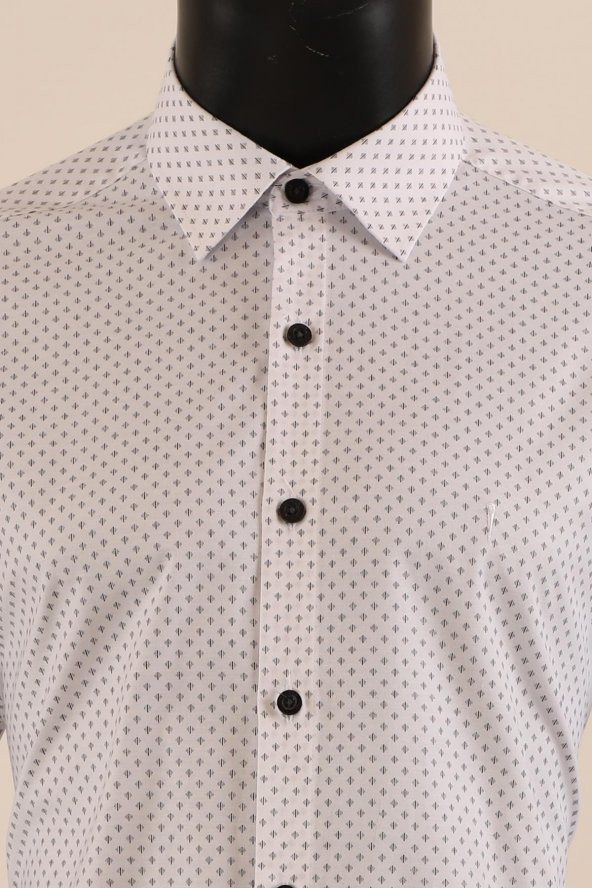 Uzun Kol Slim Fit Desenli Gömlek - Resim 8
