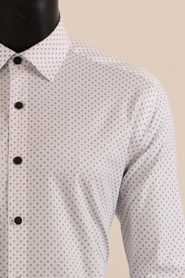 Uzun Kol Slim Fit Desenli Gömlek - Resim 9