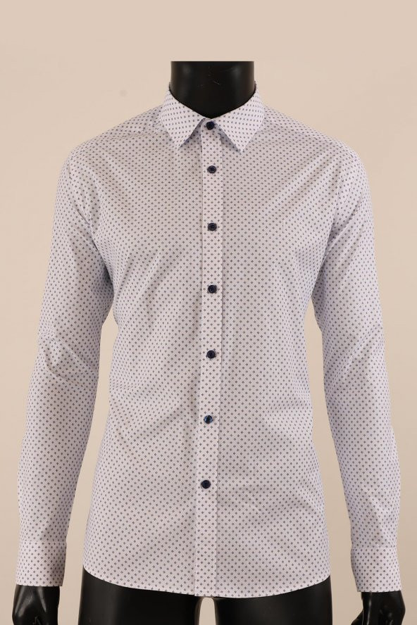 Uzun Kol Slim Fit Desenli Gömlek - Resim 10