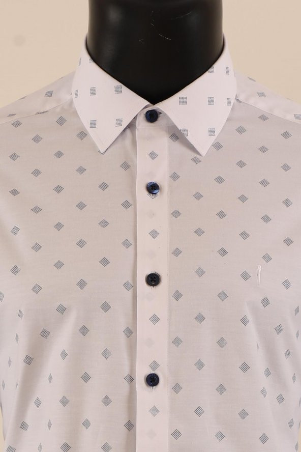 Uzun Kol Slim Fit Desenli Gömlek - Resim 8
