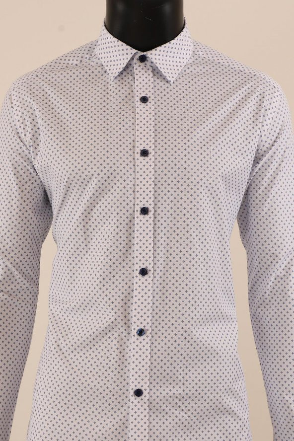 Uzun Kol Slim Fit Desenli Gömlek - Resim 11