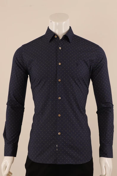Uzun Kol Slim Fit Desenli Gömlek - Resim 6