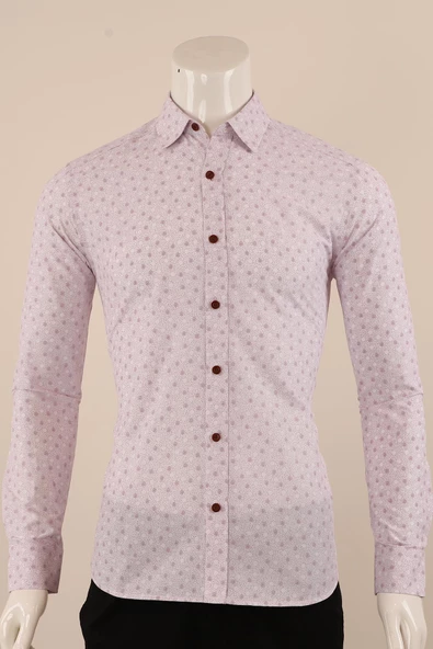Uzun Kol Slim Fit Desenli Gömlek - Resim 6