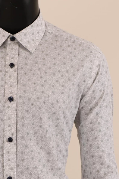 Uzun Kol Slim Fit Desenli Gömlek - Resim 5
