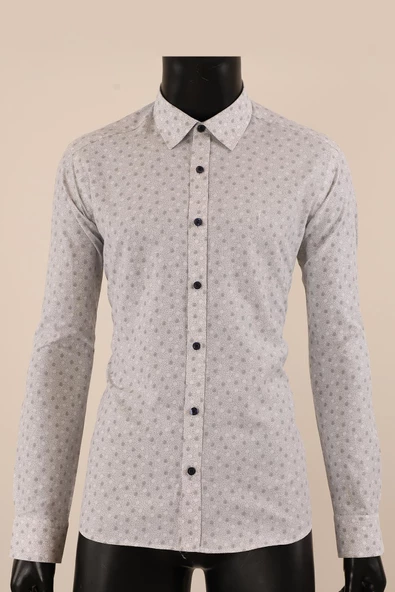 Uzun Kol Slim Fit Desenli Gömlek - Resim 2