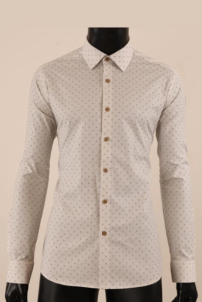 Uzun Kol Slim Fit Desenli Gömlek - Resim 10