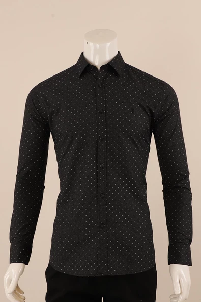 Uzun Kol Slim Fit Desenli Gömlek - Resim 2