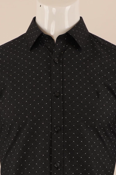 Uzun Kol Slim Fit Desenli Gömlek - Resim 4