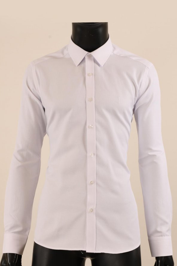 Uzun Kol Slim Fit Desenli Gömlek - Resim 2