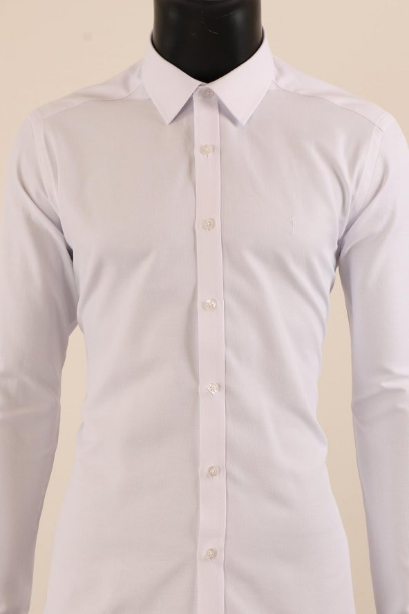 Uzun Kol Slim Fit Desenli Gömlek - Resim 3